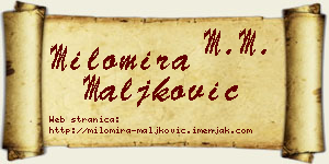 Milomira Maljković vizit kartica